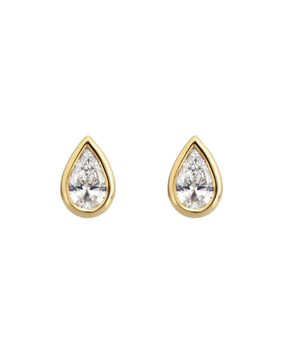 Pear Diamond Earrings - Bezel