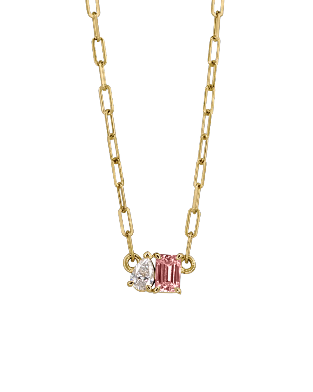 Bridget Diamond Toi et Moi Necklace - Pink Tourmaline
