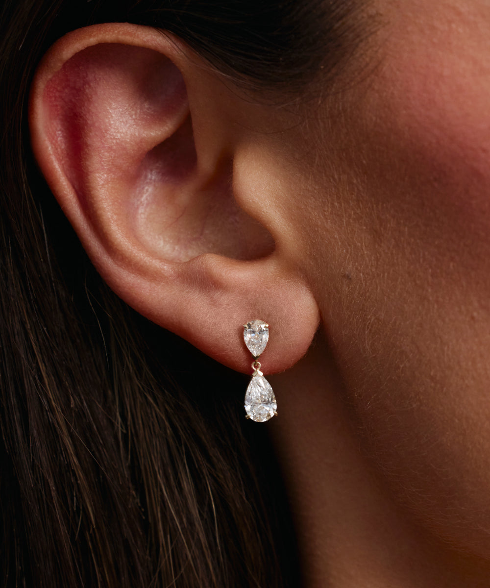 Sophia Double Pear Diamond Drop Earrings