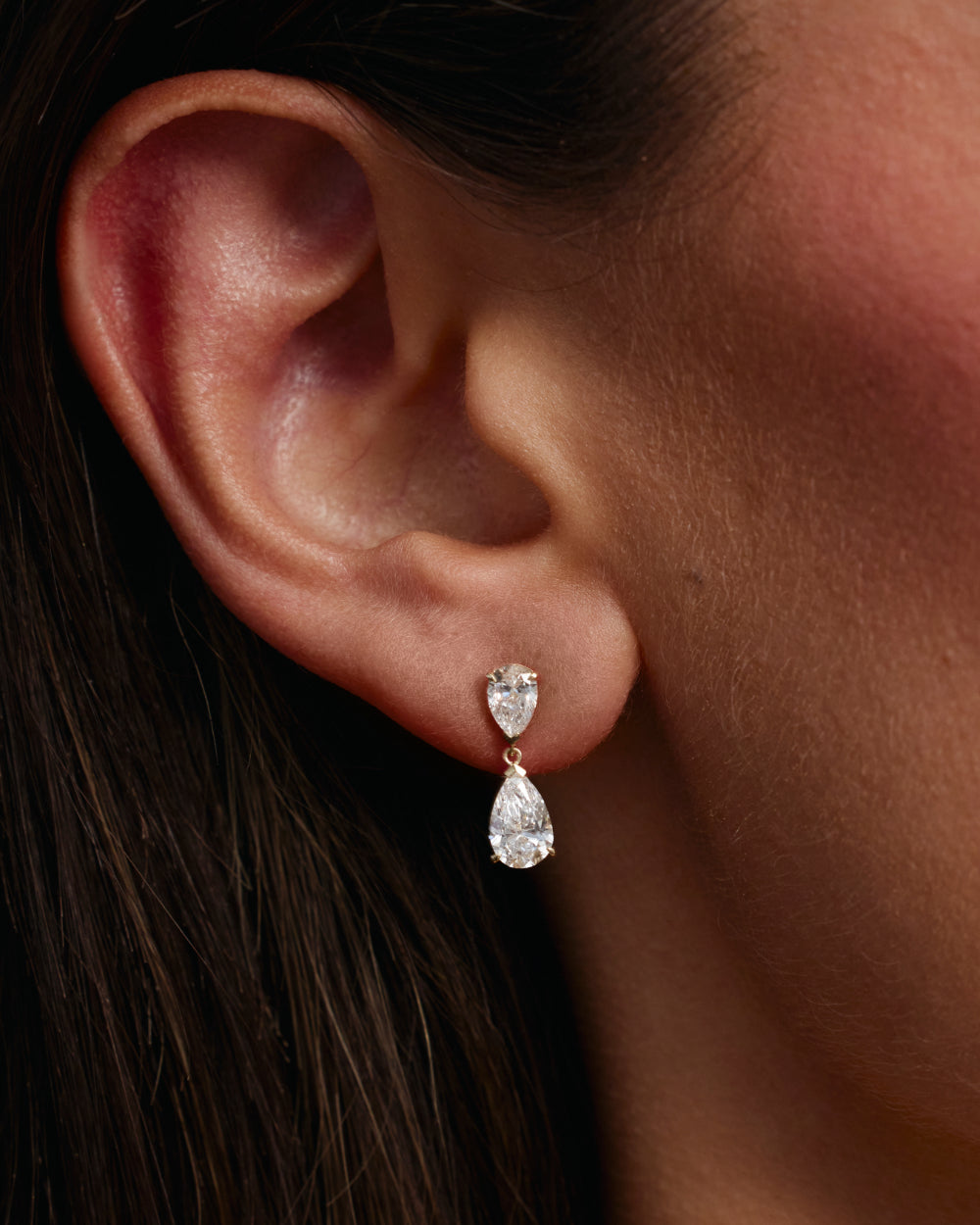 Sophia Double Pear Diamond Drop Earrings