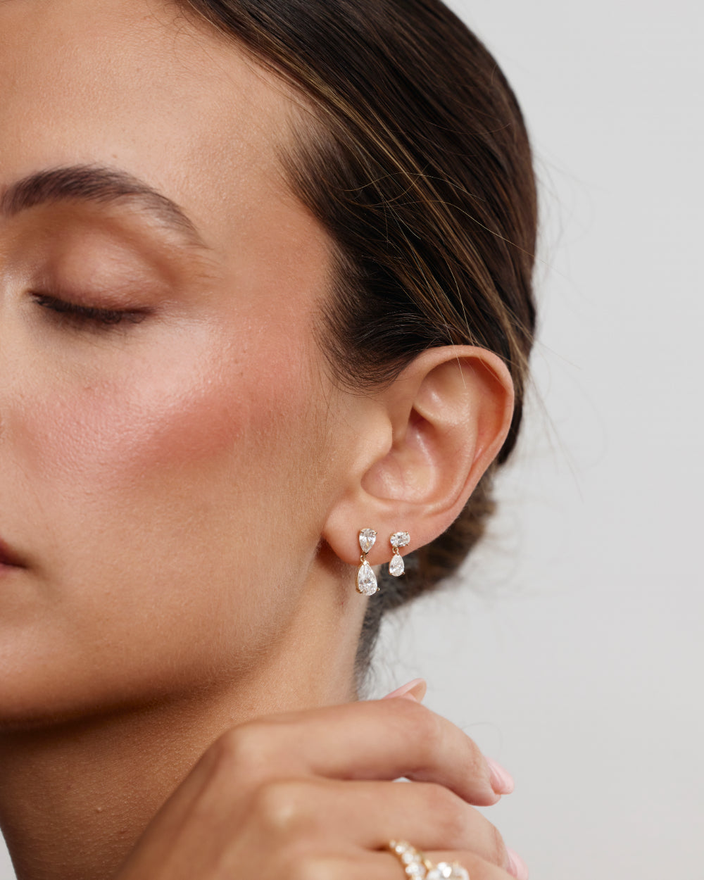 Luna Oval and Pear Diamond Drop Earrings