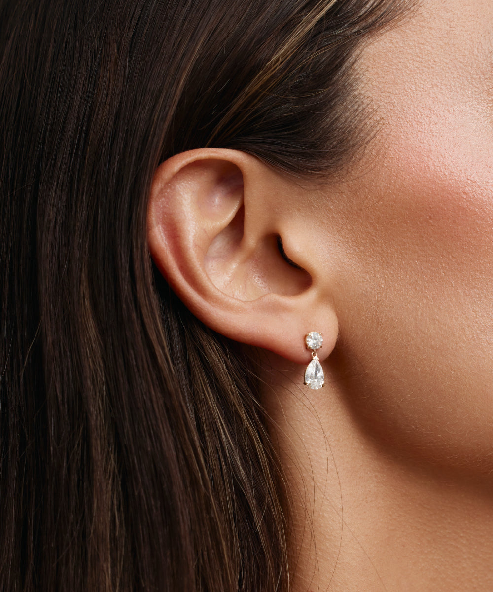 Gala Round and Pear Diamond Drop Earrings
