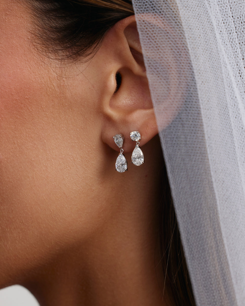 Gala Round and Pear Diamond Drop Earrings