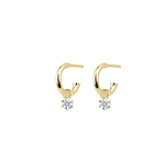Round Diamond Charmed Hoop Earrings