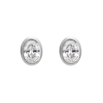 WG Oval Diamond Earrings - Bezel