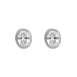 WG Oval Diamond Earrings - Bezel