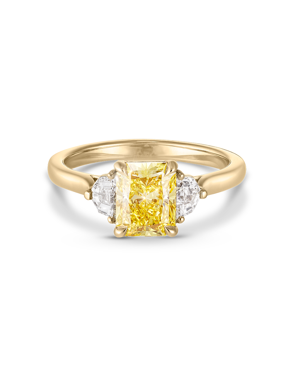Radiant 1.59ct Yellow Diamond Trilogy Engagement Ring
