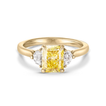 Radiant 1.59ct Yellow Diamond Trilogy Engagement Ring