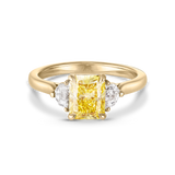 Radiant 1.59ct Yellow Diamond Trilogy Engagement Ring