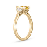Radiant 1.59ct Yellow Diamond Trilogy Engagement Ring