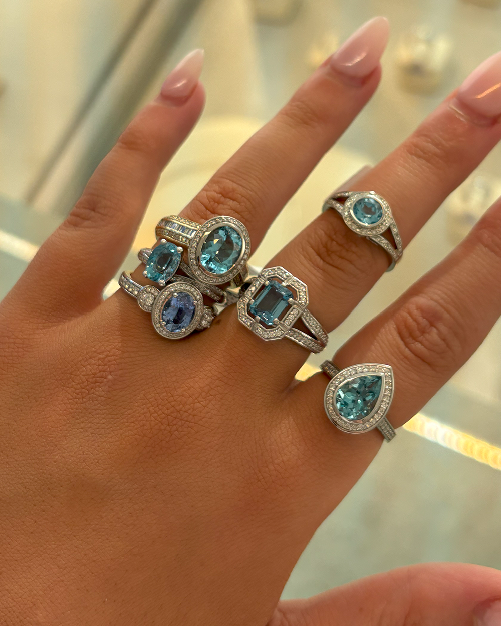 Aquamarine Emerald & Diamond Ring