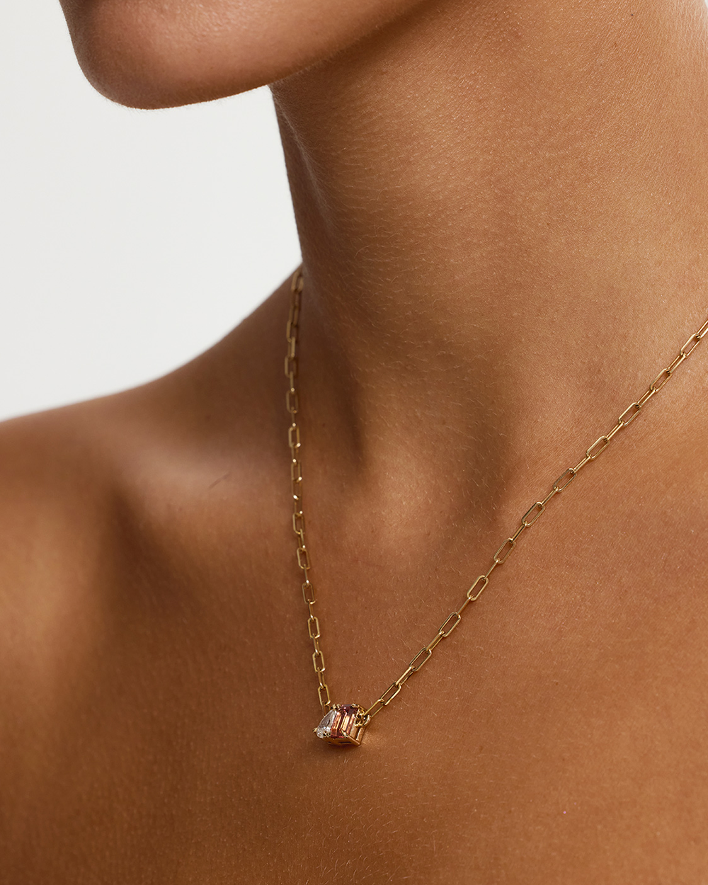 Bridget Diamond Toi et Moi Necklace - Pink Tourmaline