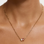 Bridget Diamond Toi et Moi Necklace - Pink Tourmaline
