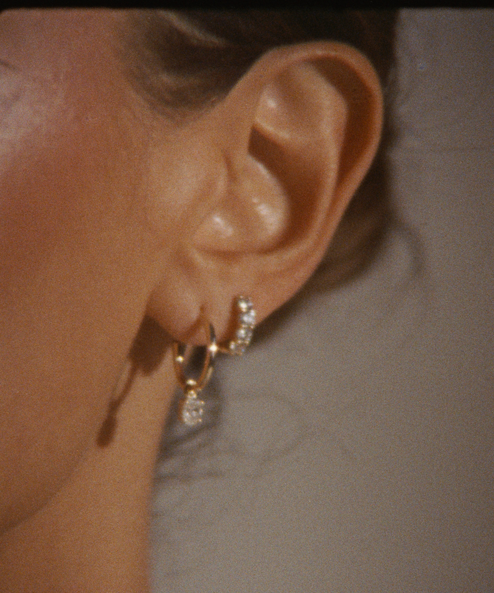 Pear Diamond Charmed Hoop Earrings