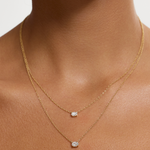 East-West Oval Solitaire Diamond Necklace
