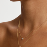 East-West Oval Solitaire Diamond Necklace