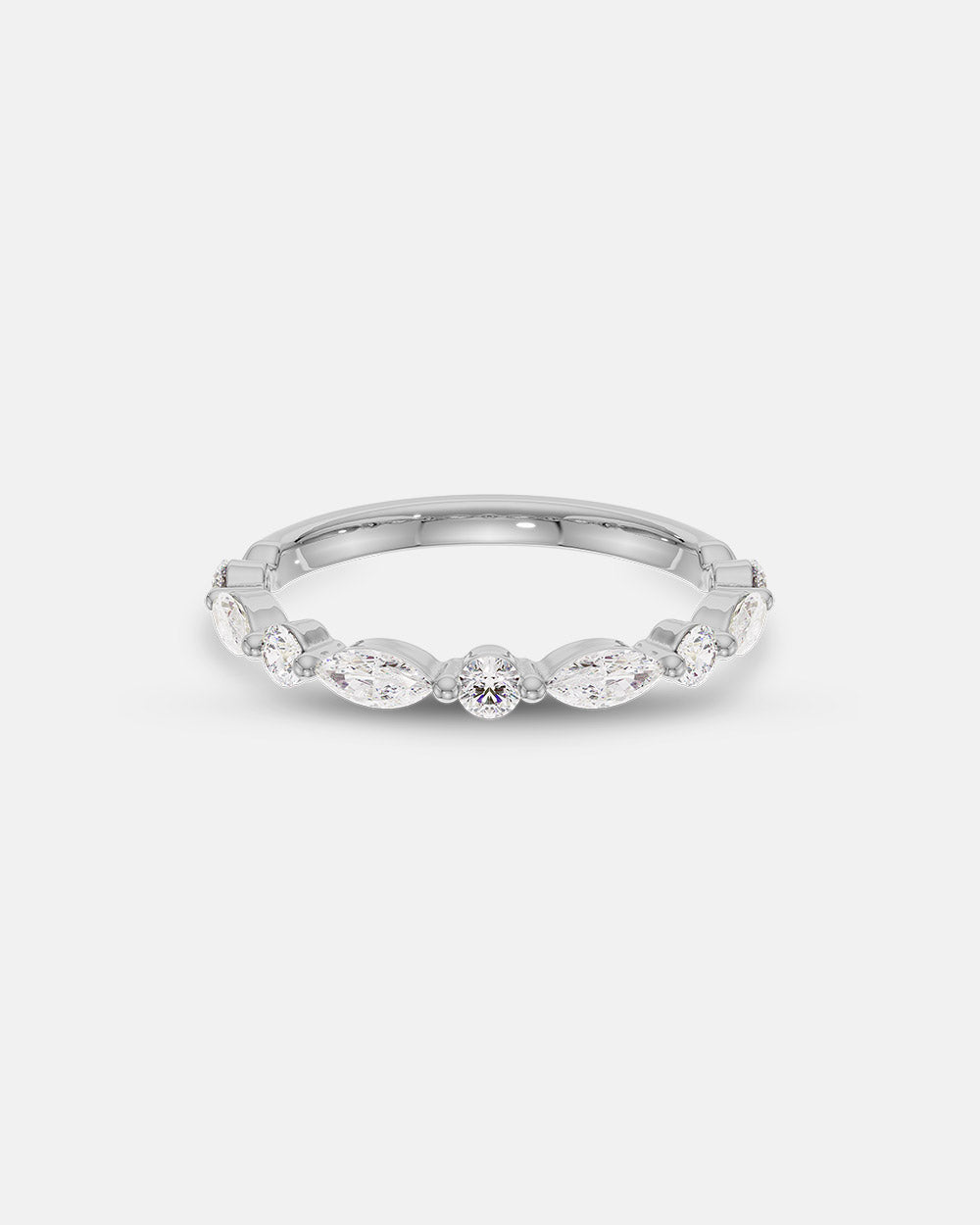 Eloise Round and Marquise Diamond Band White Gold
