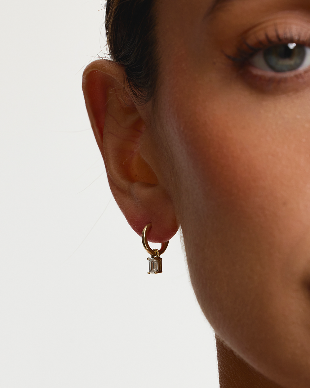 Emerald Diamond Charmed Hoop Earrings