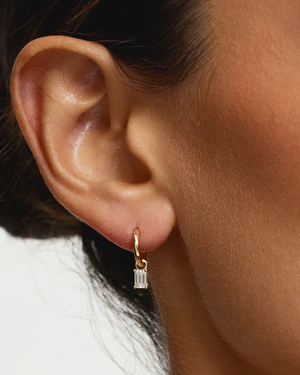 Emerald Diamond Charmed Hoop Earrings