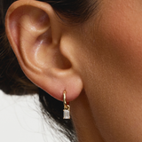 Emerald Diamond Charmed Hoop Earrings