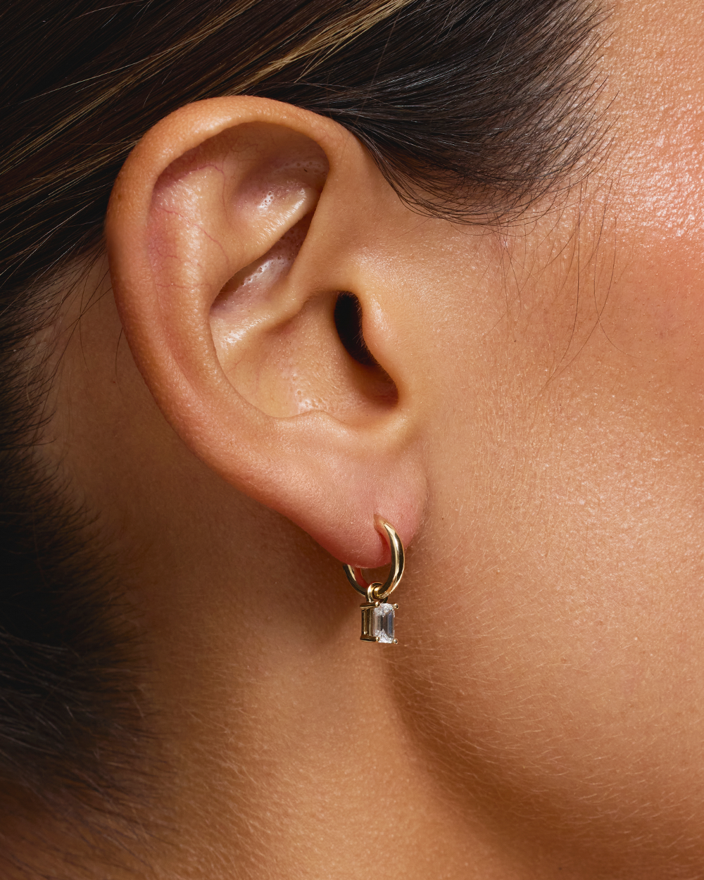 Emerald Diamond Charmed Hoop Earrings