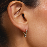 Emerald Diamond Charmed Hoop Earrings
