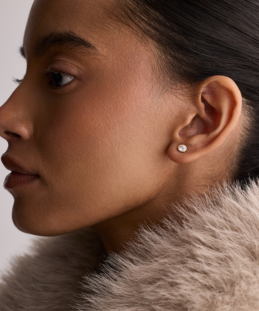 Round Diamond Earrings - Bezel
