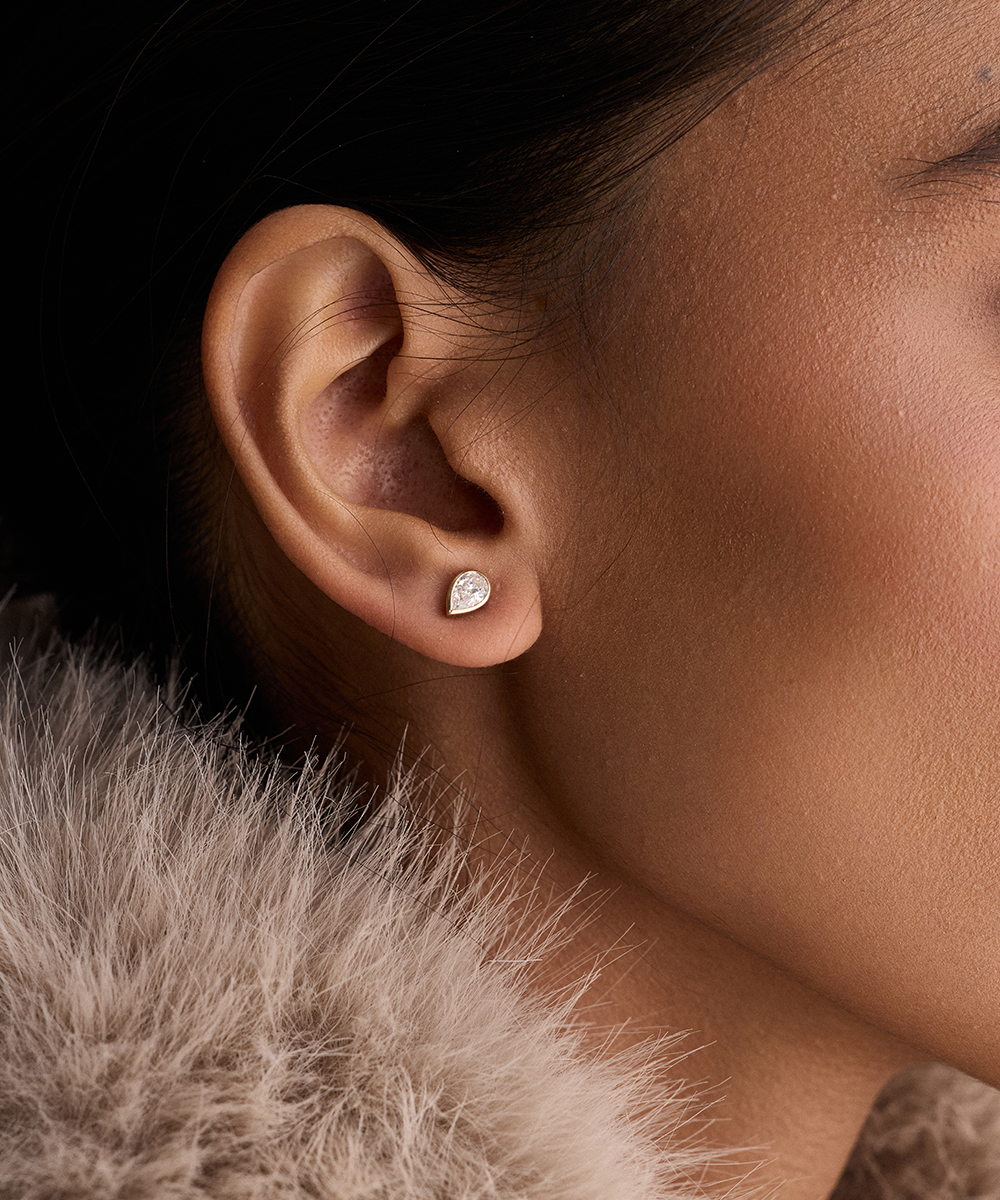 Pear Diamond Earrings - Bezel