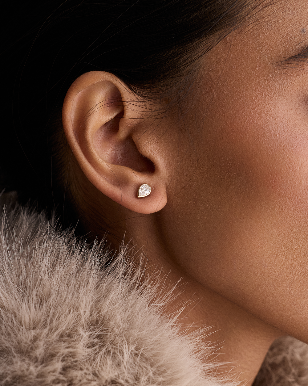 Pear Diamond Earrings - Bezel