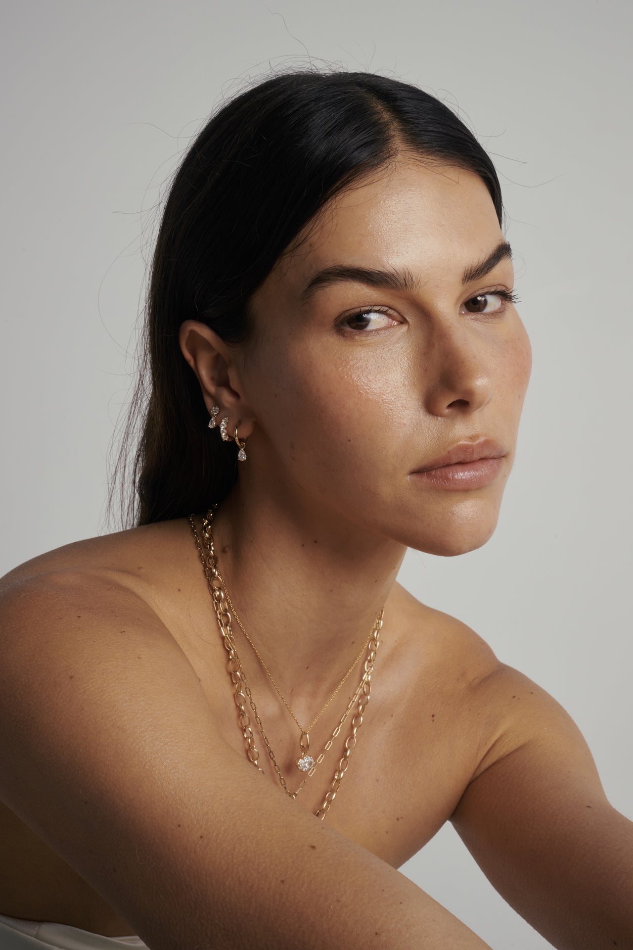 Gala Round and Pear Diamond Drop Earrings