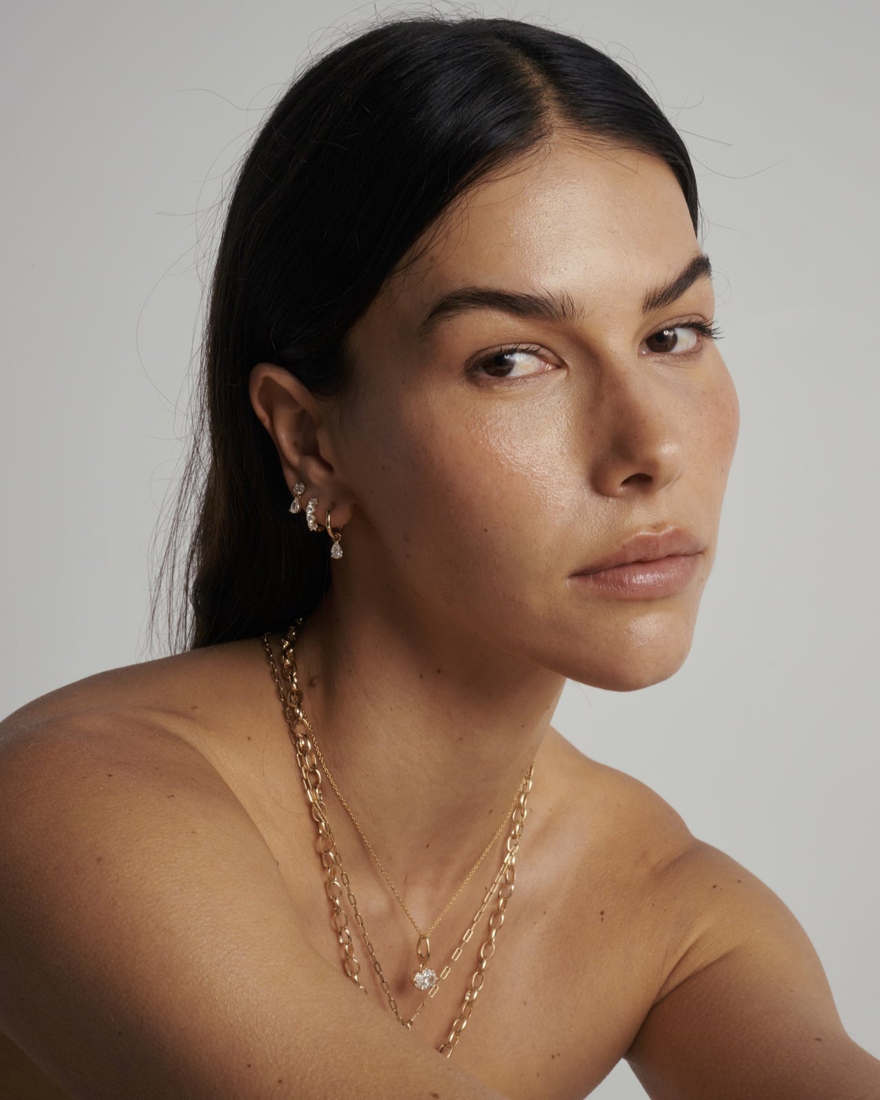 Pear Diamond Charmed Hoop Earrings