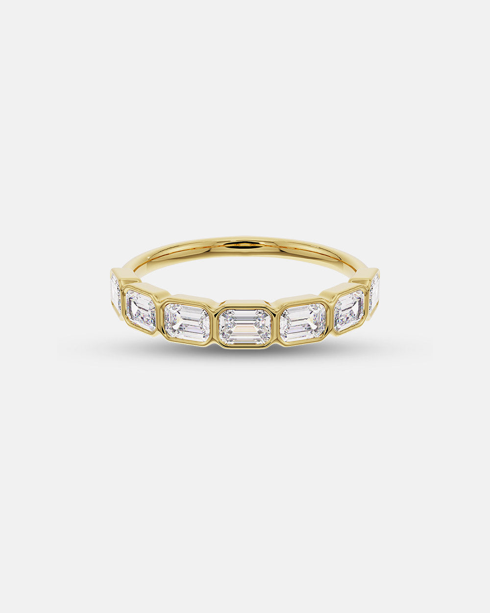 Nina East-West Emerald Bezel Diamond Ring