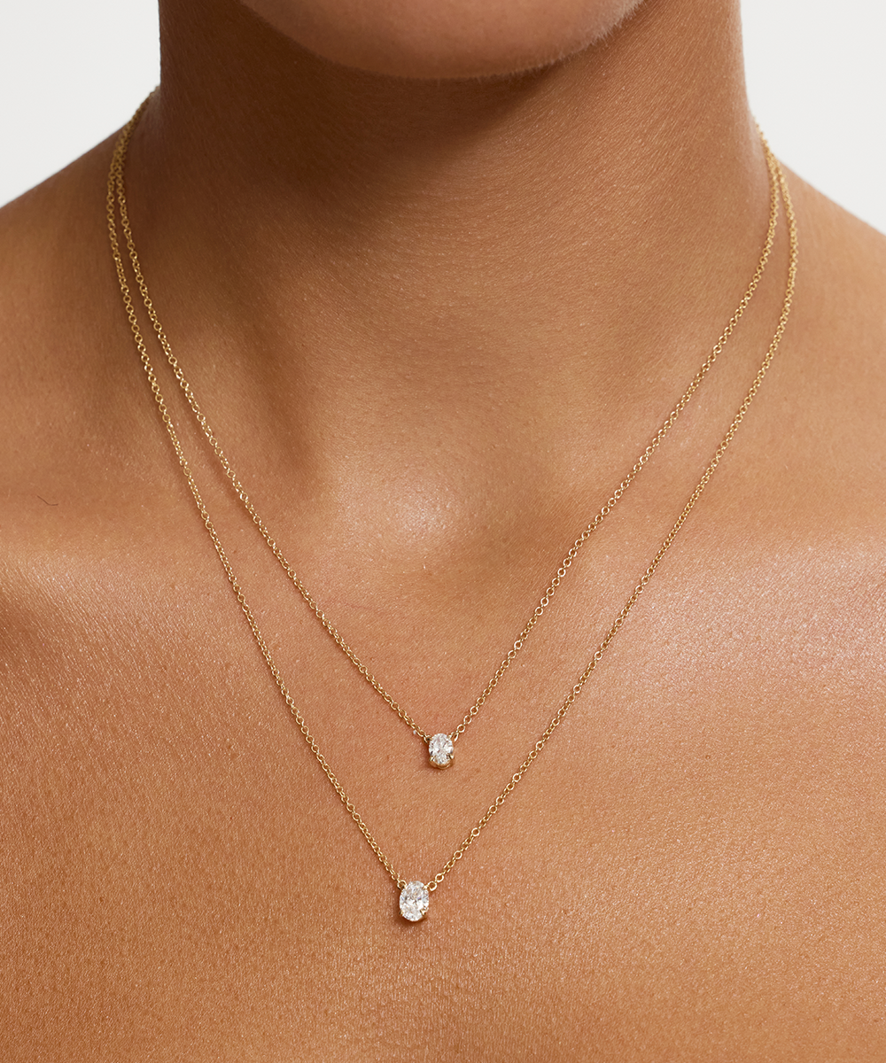 Oval Solitaire Diamond Necklace