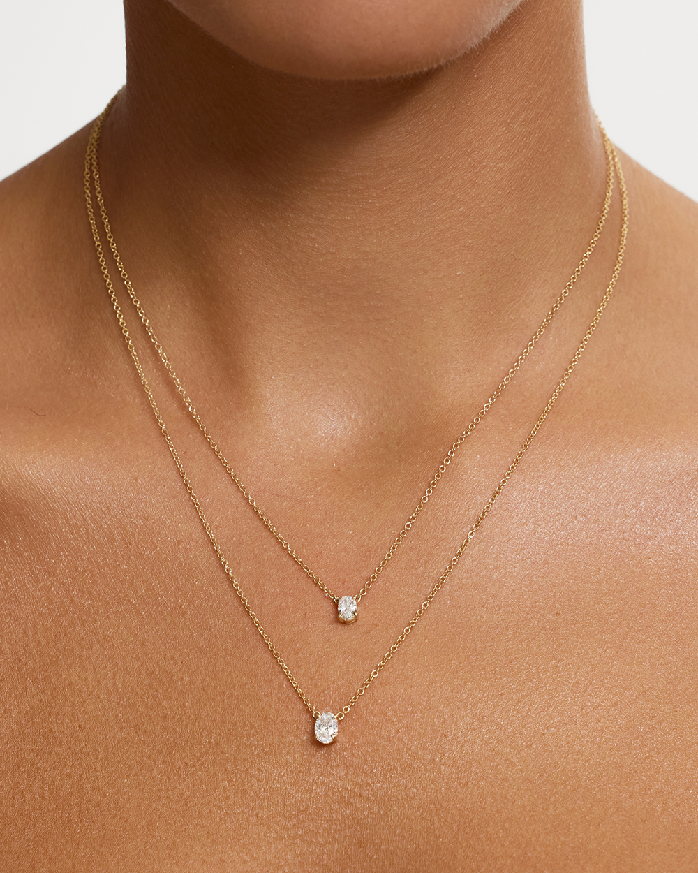 Oval Solitaire Diamond Necklace