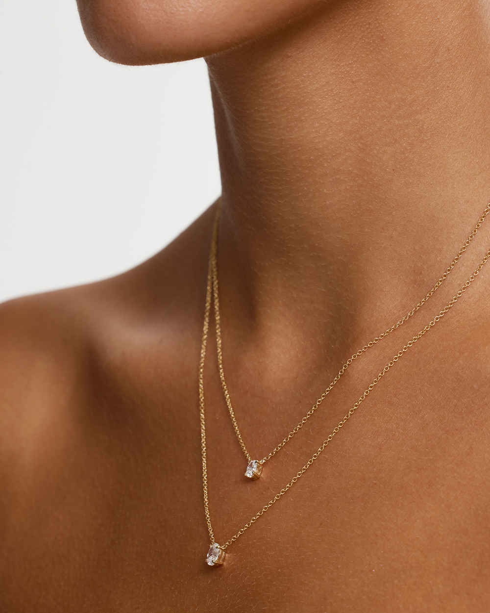 Oval Solitaire Diamond Necklace