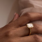 Aria 3.02ct Emerald Diamond Bezel Engagement Ring