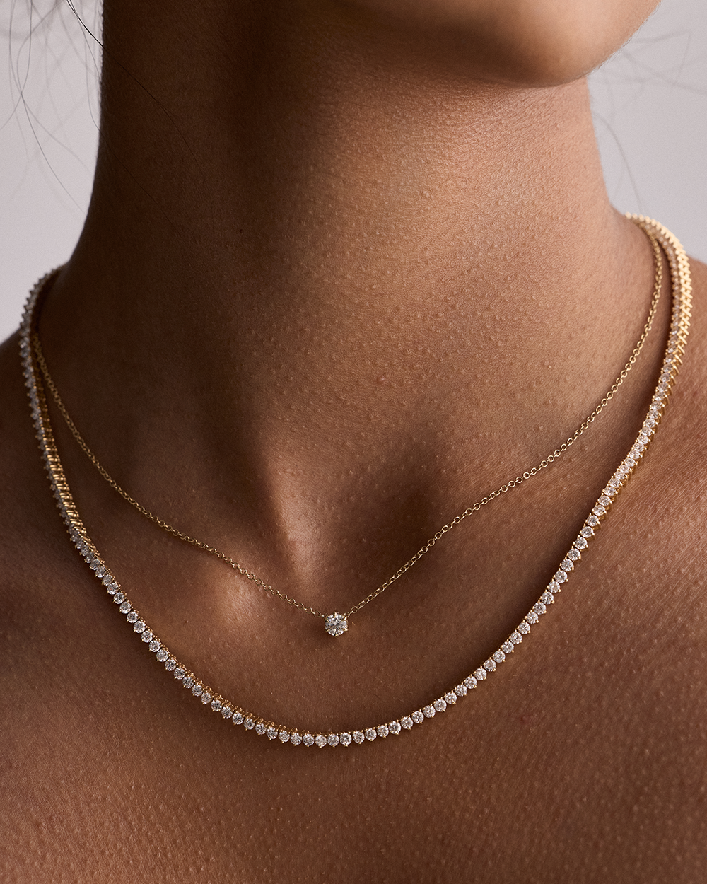 Round Solitaire Natural Diamond Necklace
