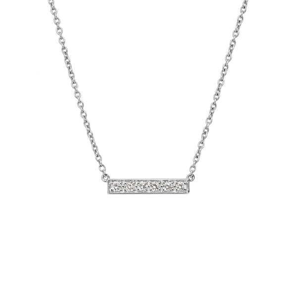 Silver bar necklace with outlet diamonds