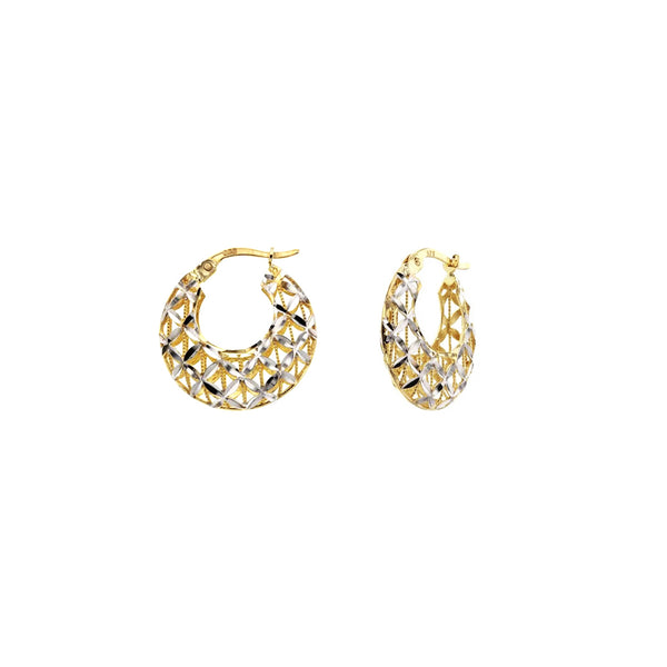 9ct Two-Tone Gold Fancy Hoop Earrings