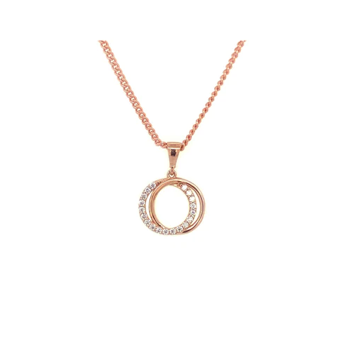 9ct Rose Gold Double Circle Pendant