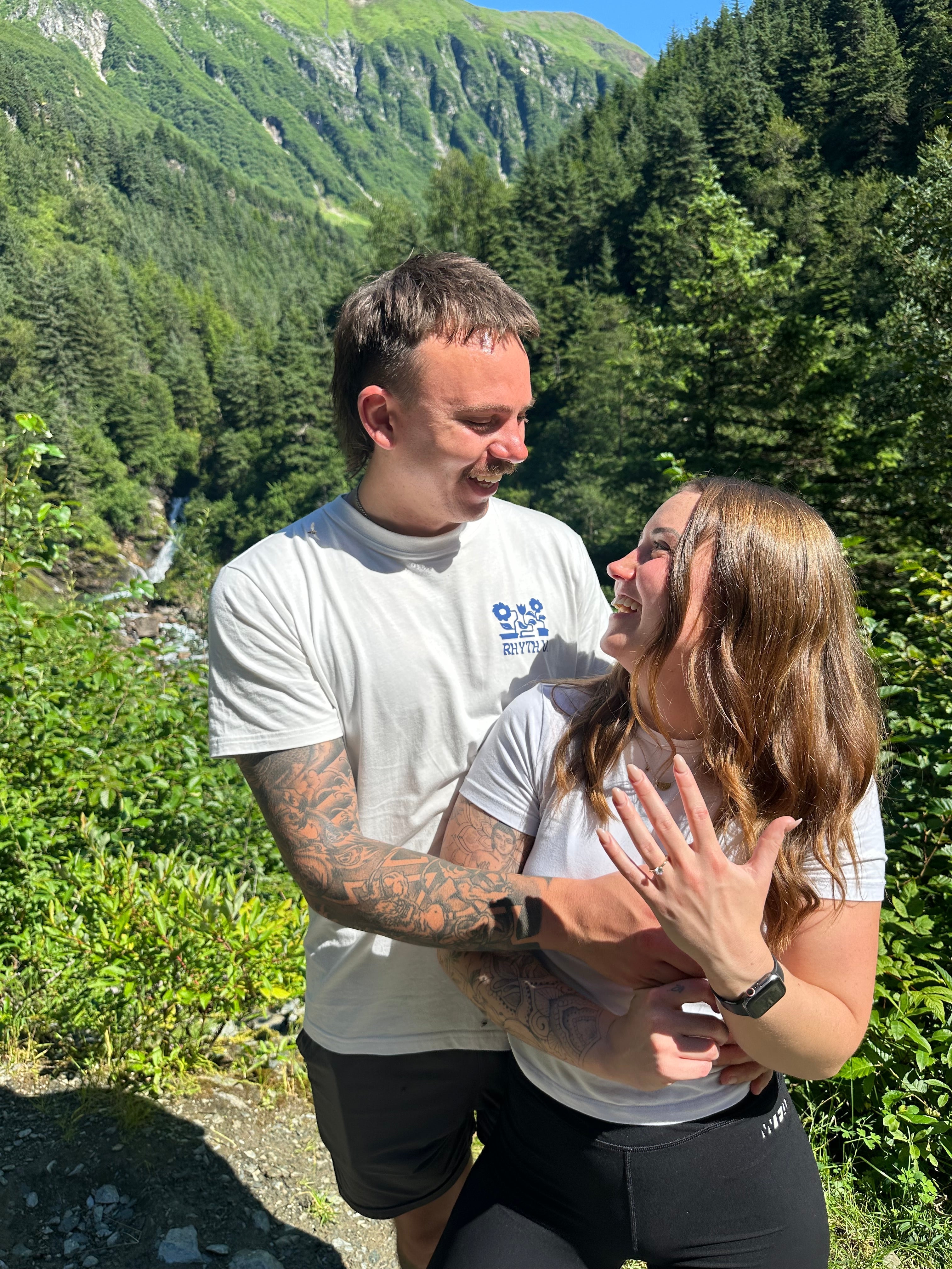 Sheridan and Zachary engagement photo in Juneau Alaska with Jessica engagement ring