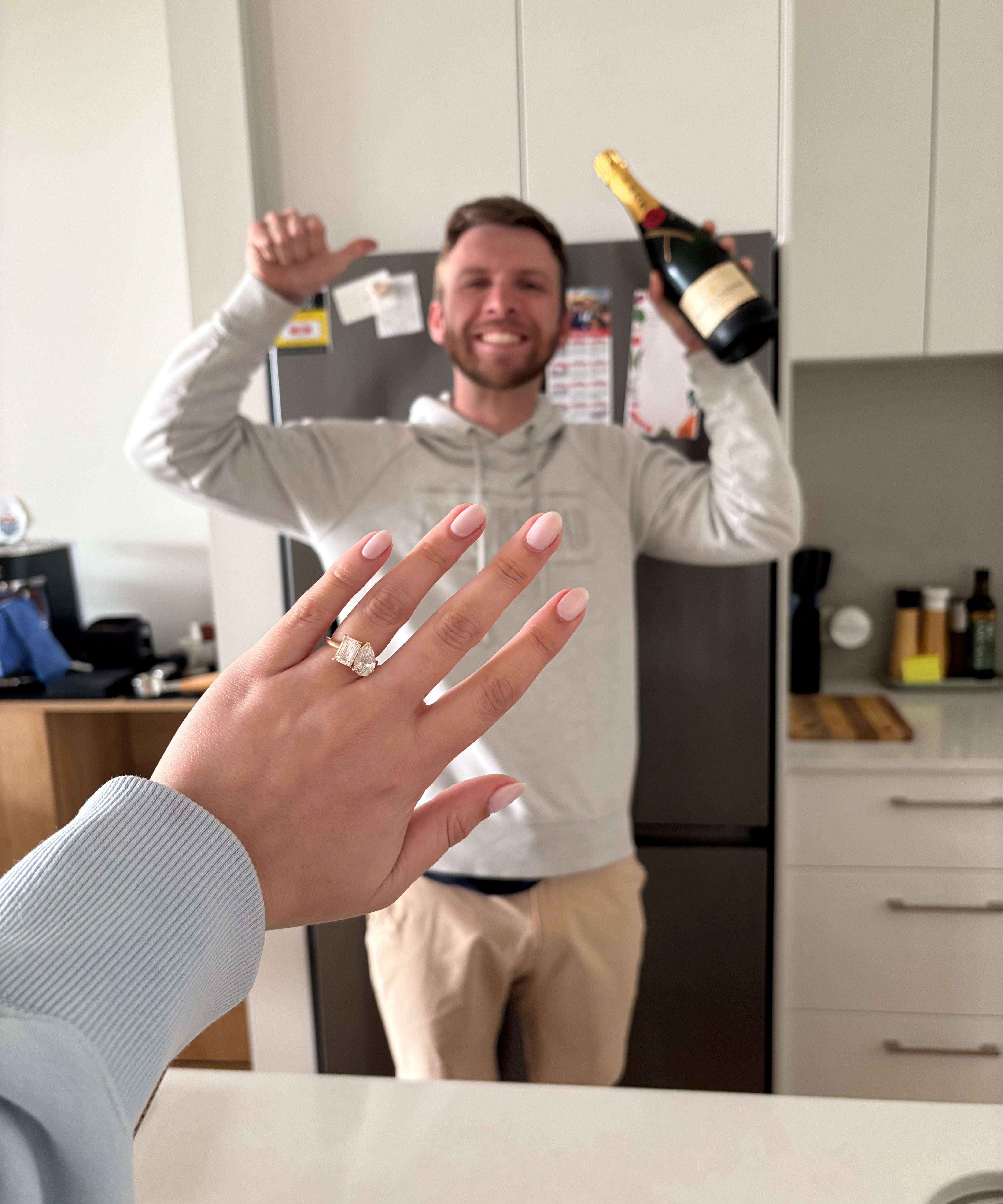 Nicole and Josiah's engagement — bespoke toi et moi Nova ring by Class A Jewellers