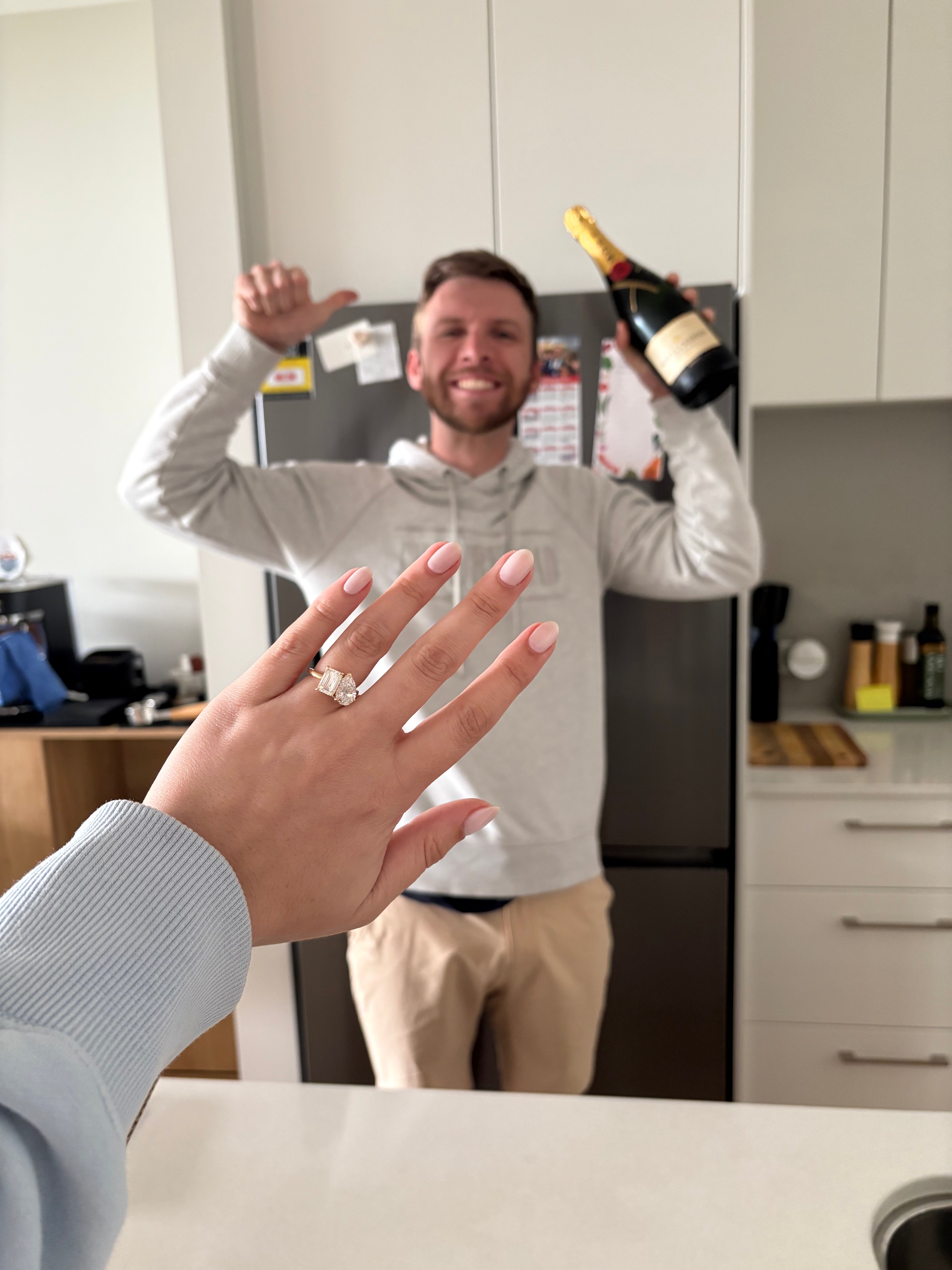 Nicole and Josiah's engagement — bespoke toi et moi Nova ring by Class A Jewellers