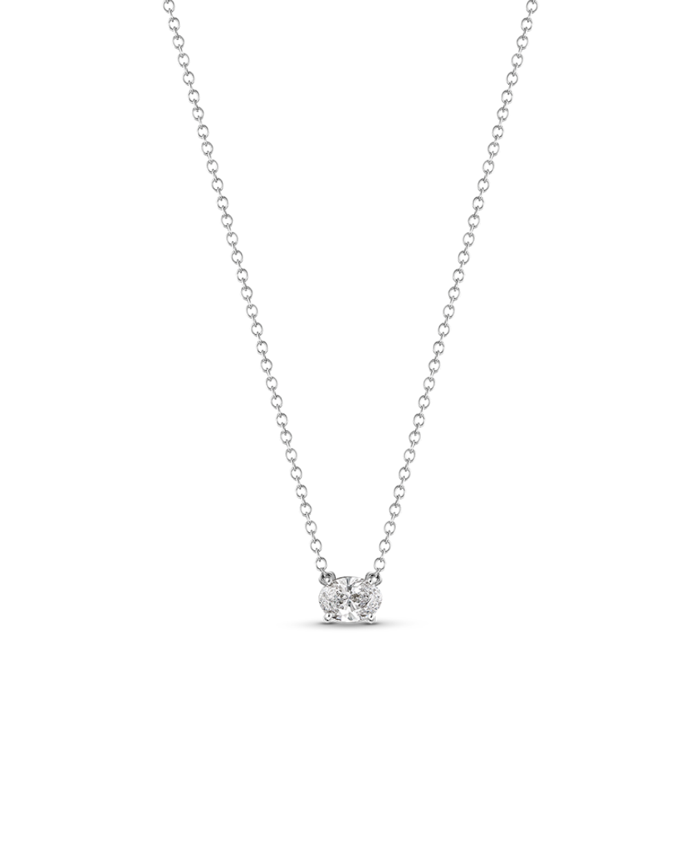 East-West Oval Solitaire Diamond Necklace classajewellers