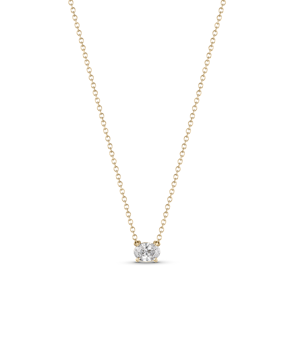 East-West Oval Solitaire Diamond Necklace classajewellers