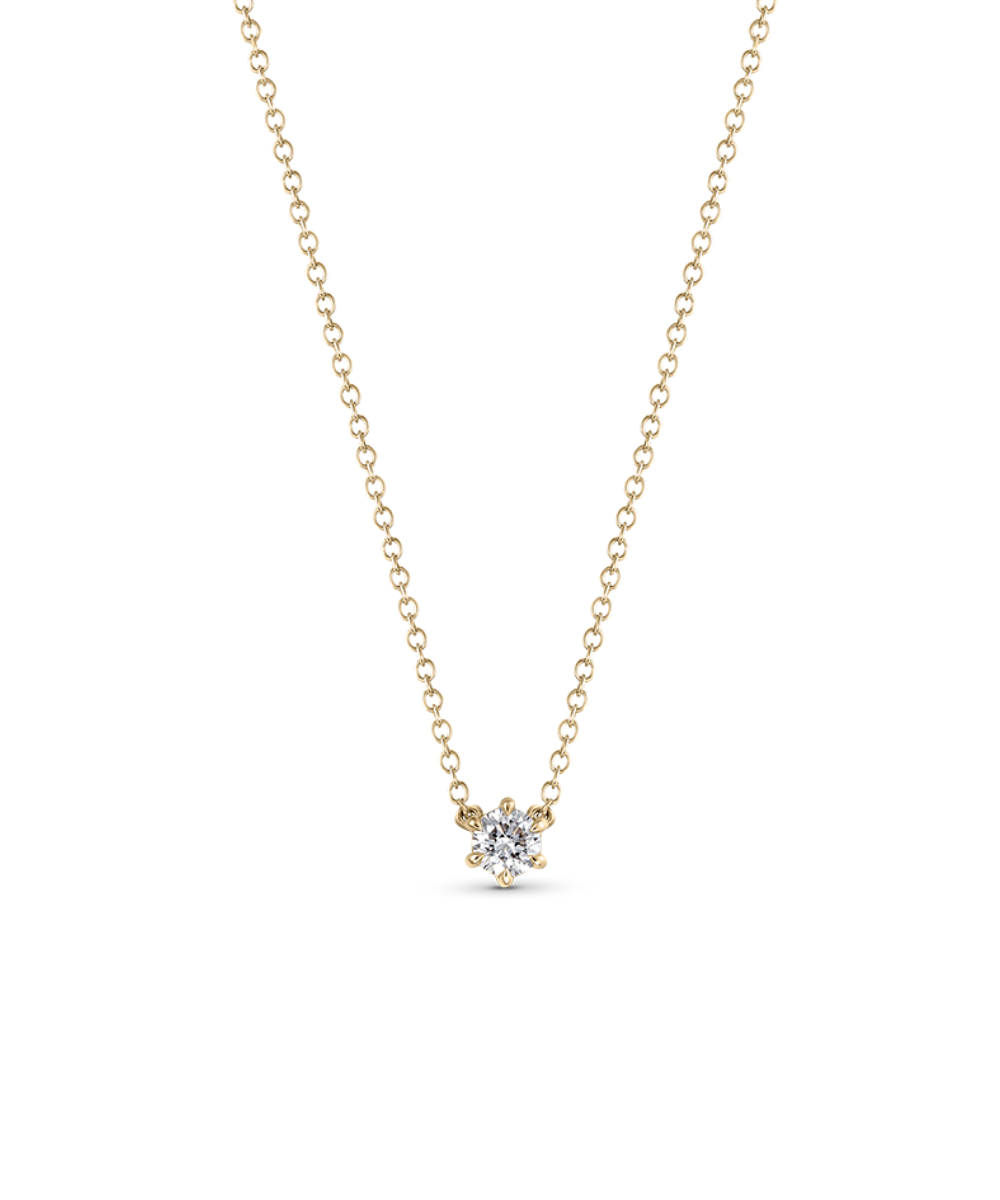 Round Solitaire Natural Diamond Necklace classajewellers
