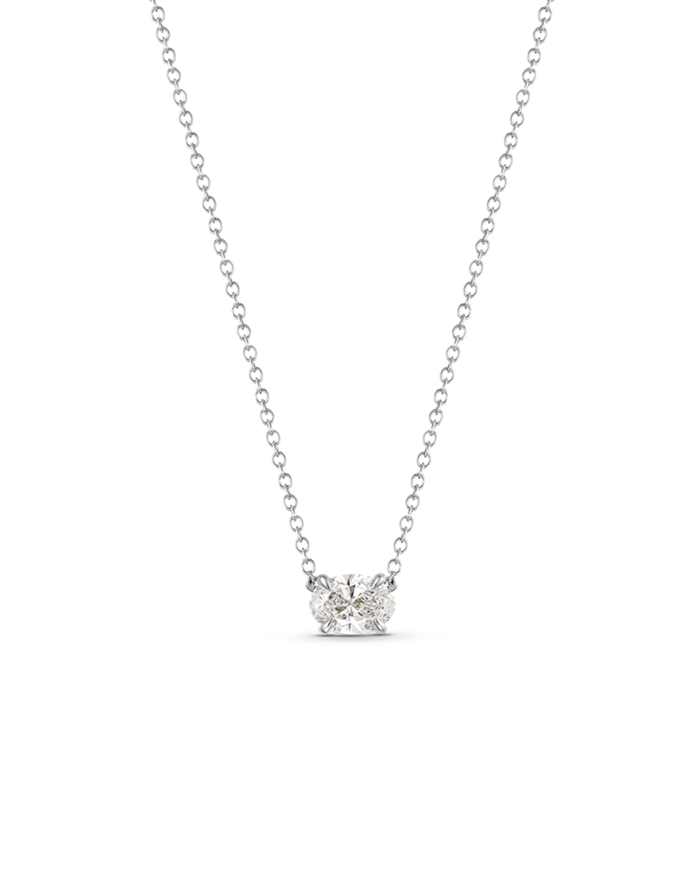 East-West Oval Solitaire Diamond Necklace classajewellers