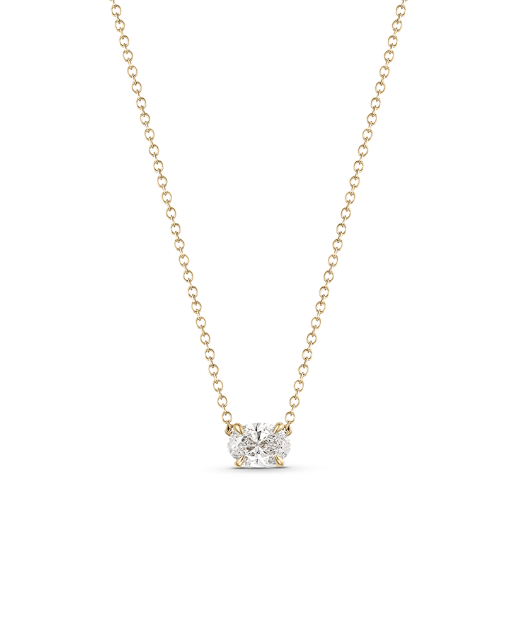 East-West Oval Solitaire Diamond Necklace classajewellers