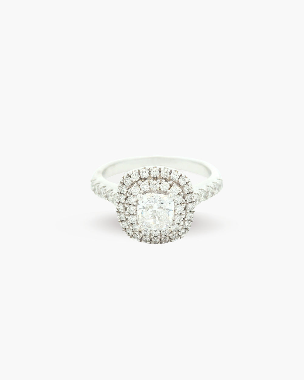 Cushion Cut Diamond Ring with Double Halo