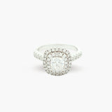 Cushion Cut Diamond Ring with Double Halo